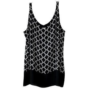 Chico's‎ Black White Tank Top Scoop Neck Blouse Size 8/10